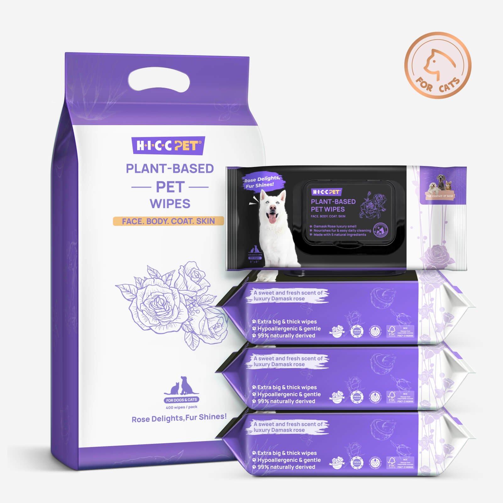 Plant-Based Cat Wipes - Set of 4